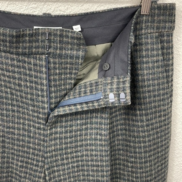 New Vince Wool Cashmere Check Plaid Wide Leg Pants Pleated Azure Tartan Sz 16 - Picture 5 of 14